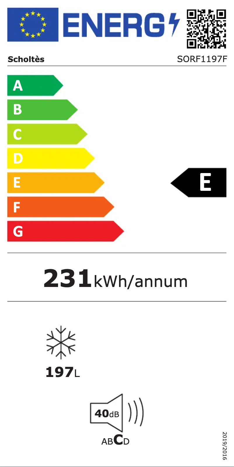 Page n°1 - Label énergétique Scholtès SORF1197F
