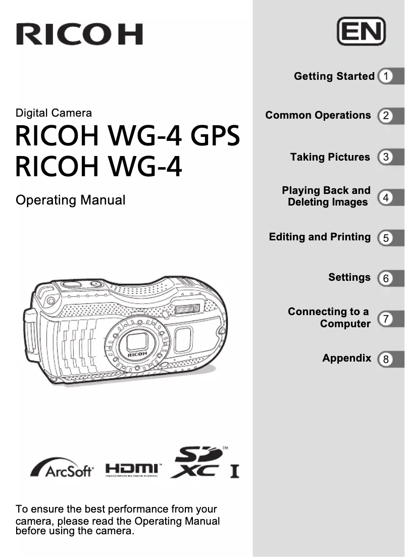 Image de la première page du manuel de l'appareil WG-4 GPS