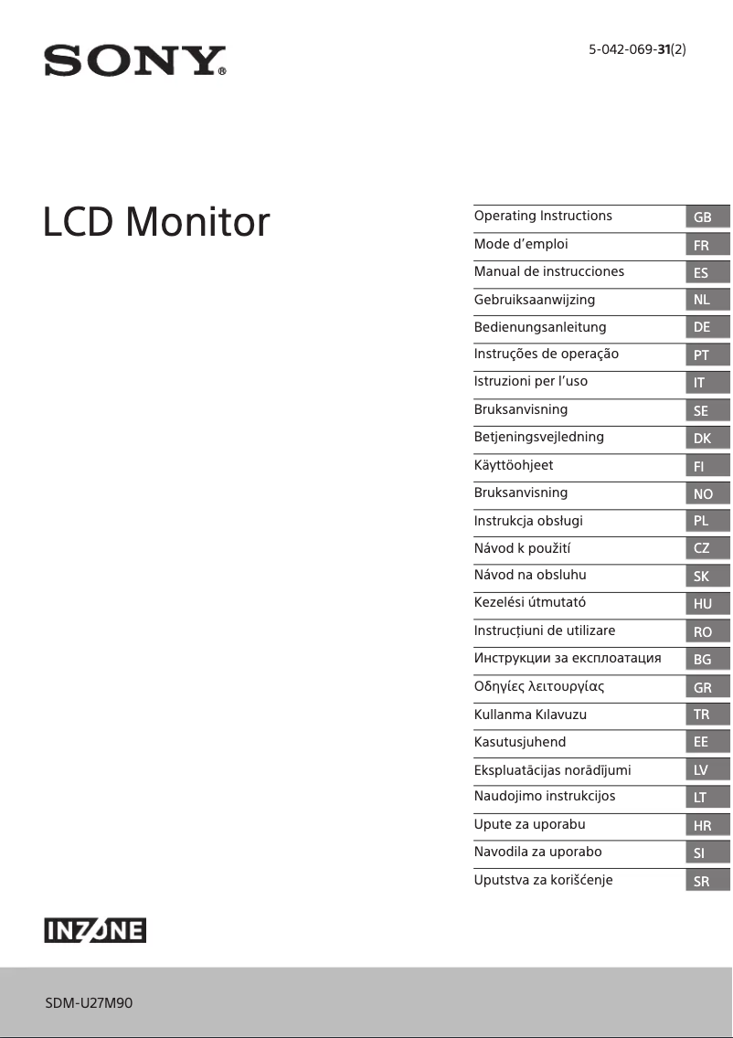 Page 1 de la notice Manuel utilisateur Sony INZONE M9