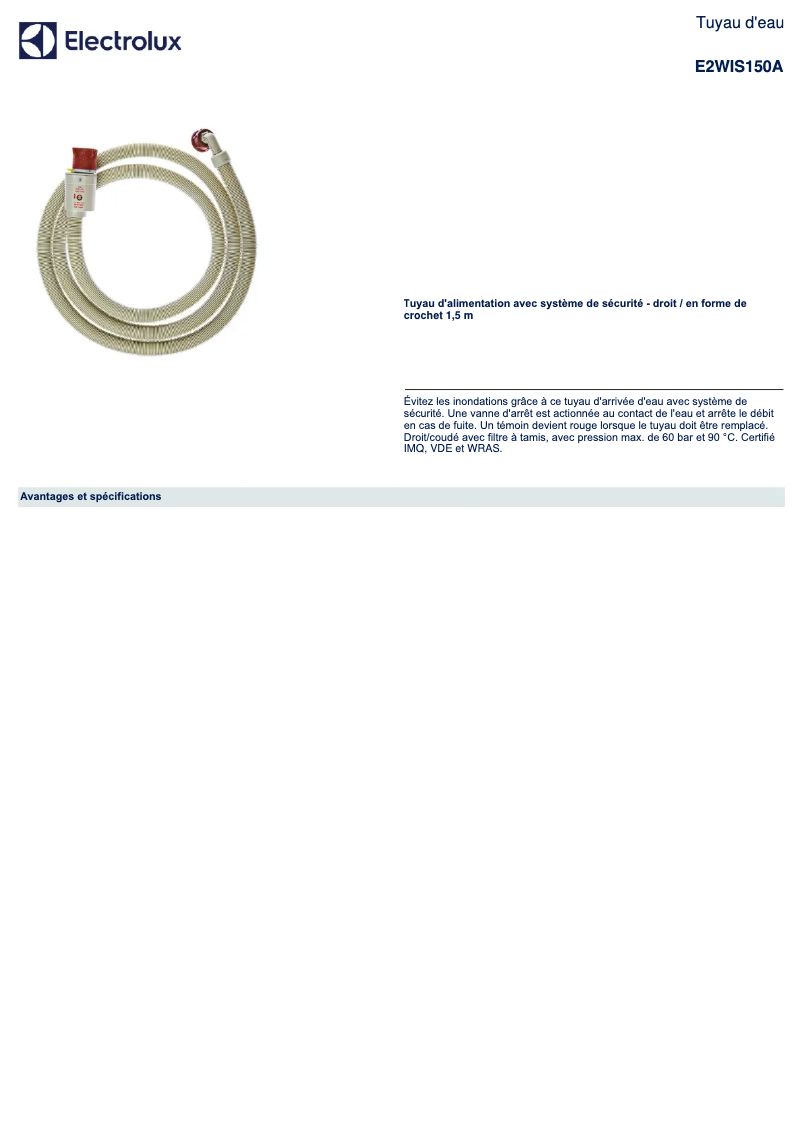 Image de la première page du manuel de l'appareil E2WIS150A