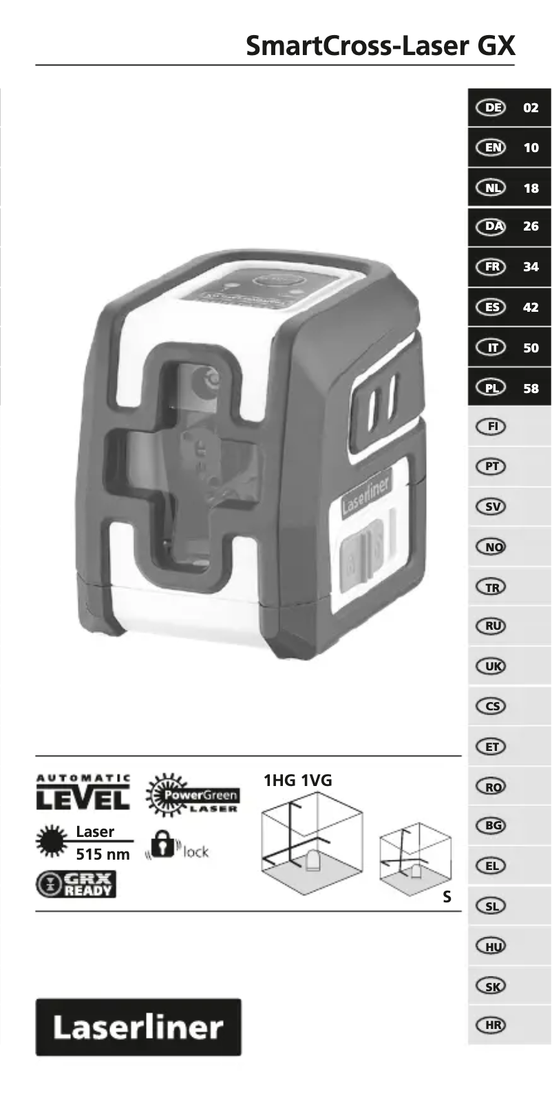 Page n°1 - Manuel utilisateur Laserliner SmartCross-Laser GX