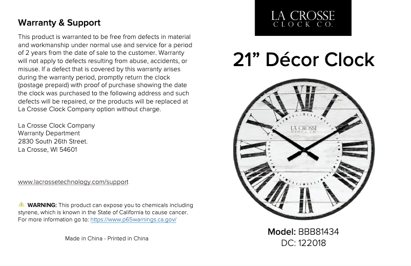 Page n°1 - Manuel utilisateur La Crosse Technology BBB81434