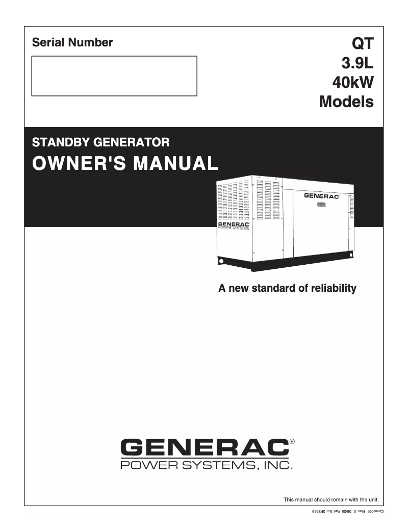 Page n°1 - Manuel utilisateur Generac QT04039AVSN