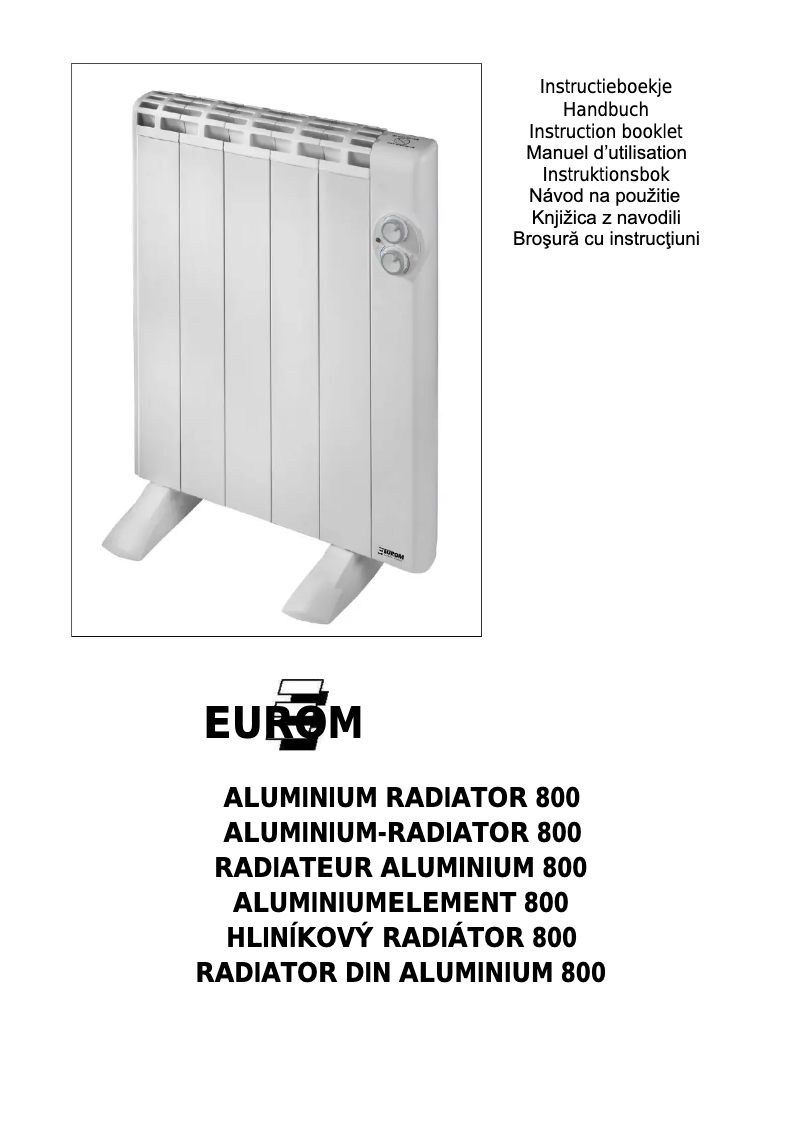 Page 1 de la notice Manuel utilisateur Eurom 800