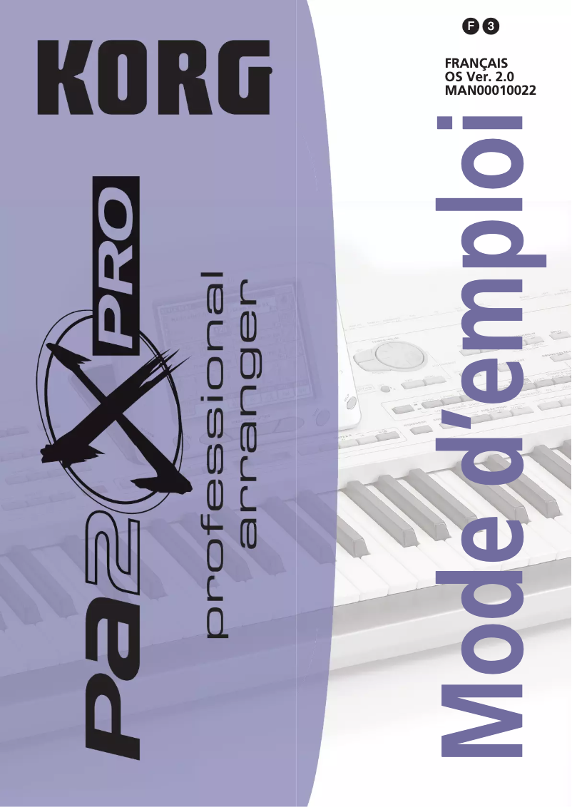 Page n°1 - Manuel utilisateur Korg PA2X Pro