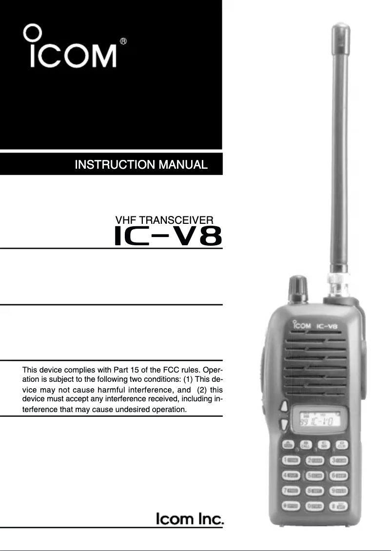Page n°1 - Manuel utilisateur ICOM IC-V8