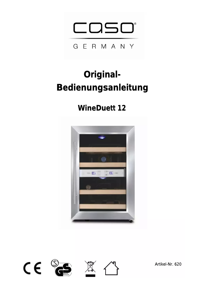 Image de la première page du manuel de l'appareil Wine Duett 12