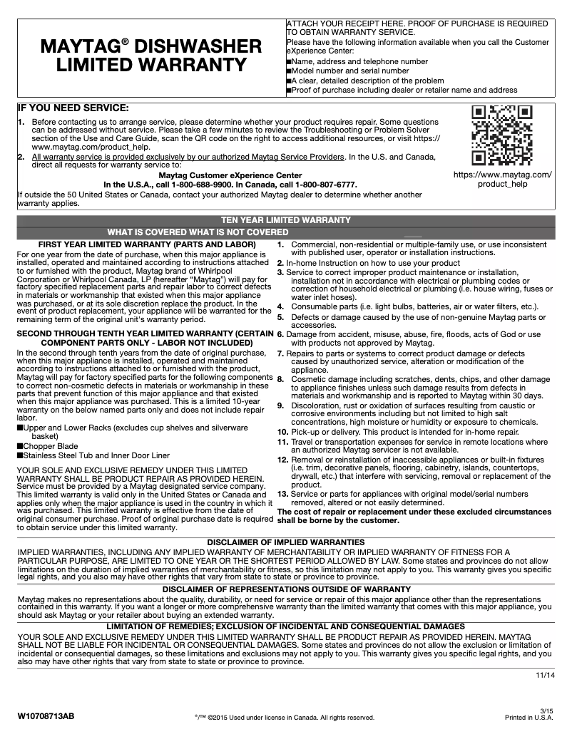 Page 1 de la notice Mode d'emploi Maytag MDB8979SF
