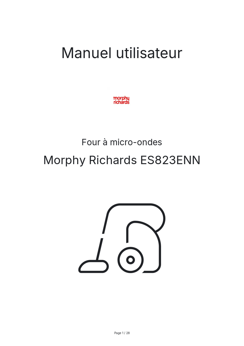 Page n°1 - Manuel utilisateur Morphy Richards ES823ENN