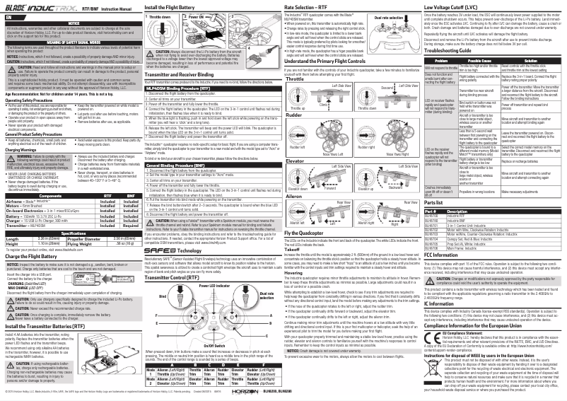Image de la première page du manuel de l'appareil Inductrix RTF