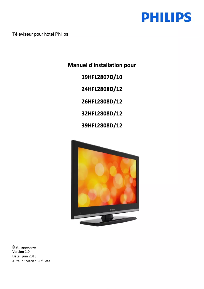 Image de la première page du manuel de l'appareil 32HFL2808D