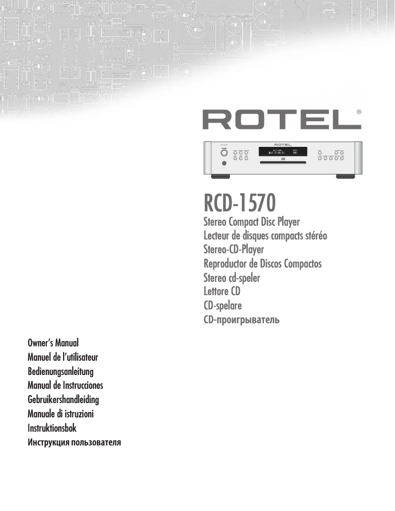Page n°1 - Manuel utilisateur Rotel RCD-1570