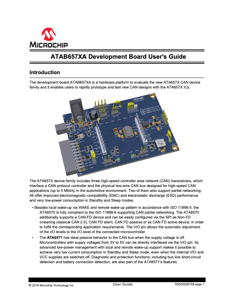 Page 1 de la notice Manuel utilisateur Microchip ATA6570