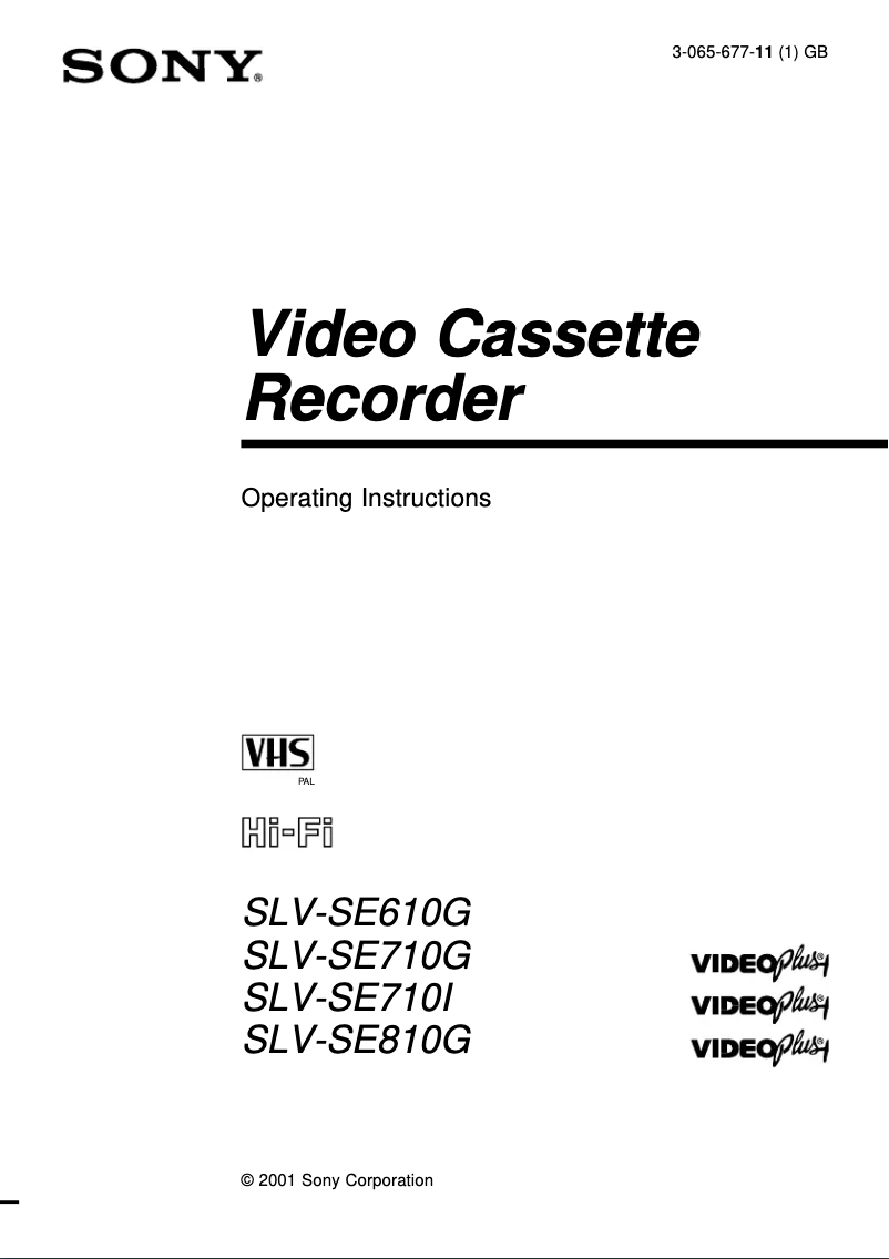 Page 1 de la notice Manuel utilisateur Sony SLV-SE710I
