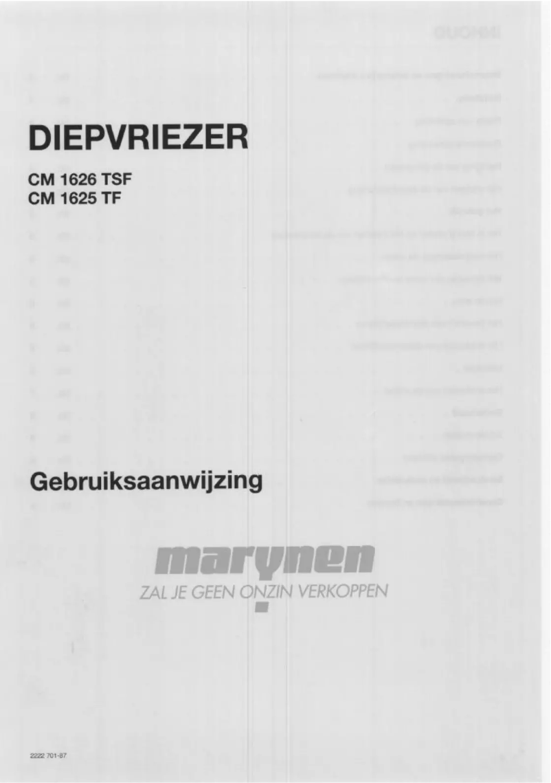 Page n°1 - Manuel utilisateur Marynen CM 1625 TF