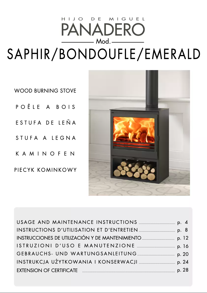 Page 1 de la notice Manuel utilisateur Panadero Saphir