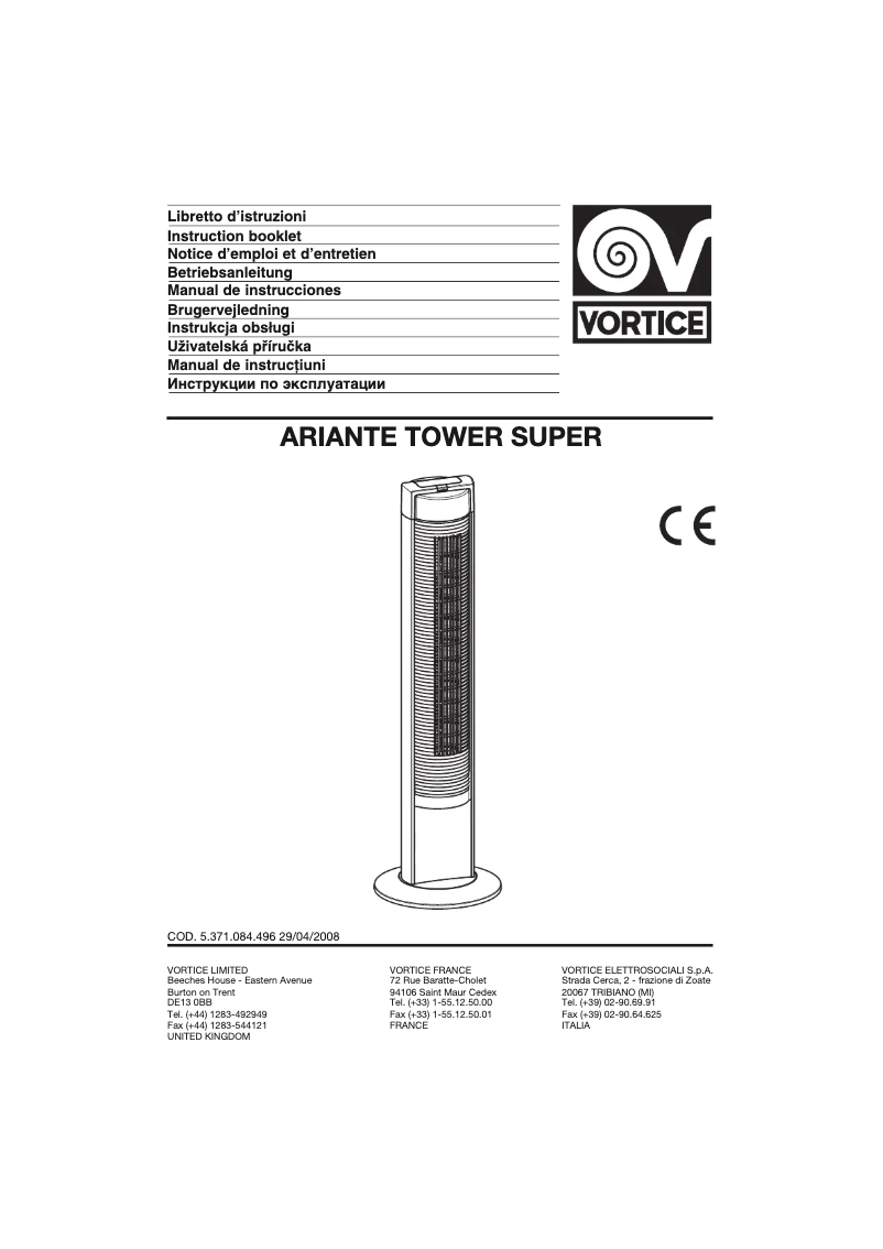 Page 1 de la notice Manuel utilisateur Thermex Ariante Tower Super