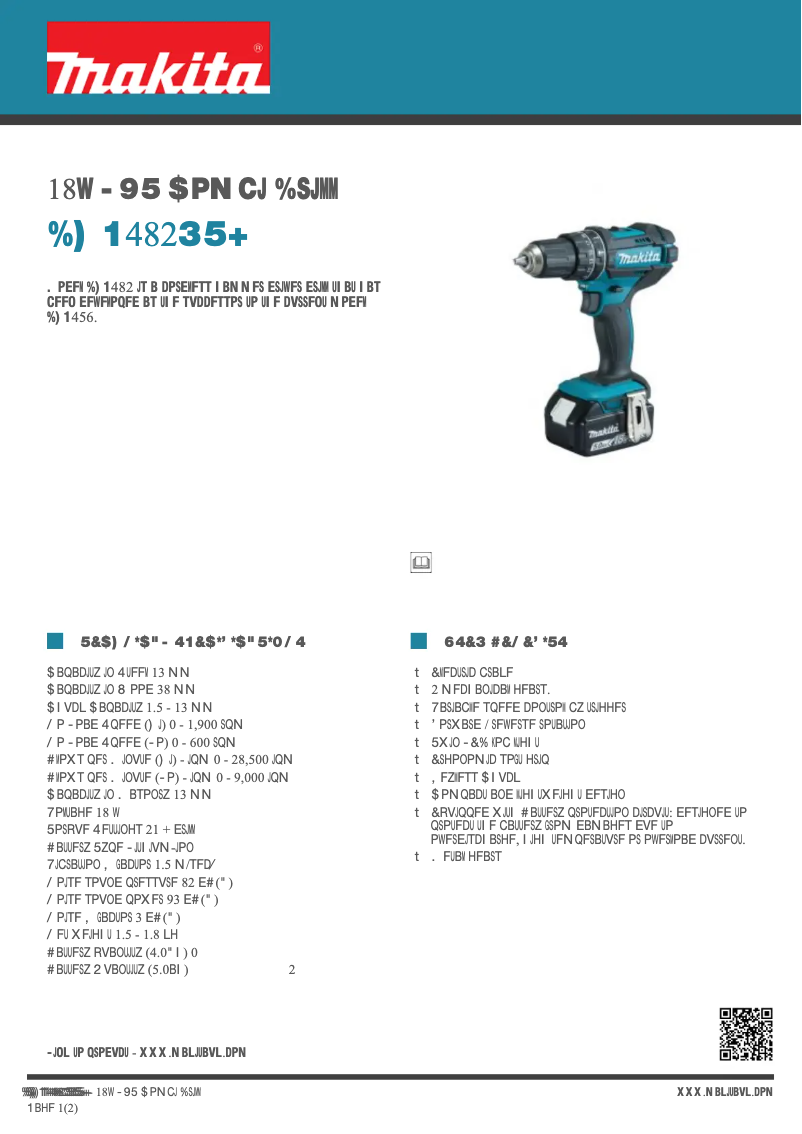 Page 1 de la notice Fiche technique Makita DHP482
