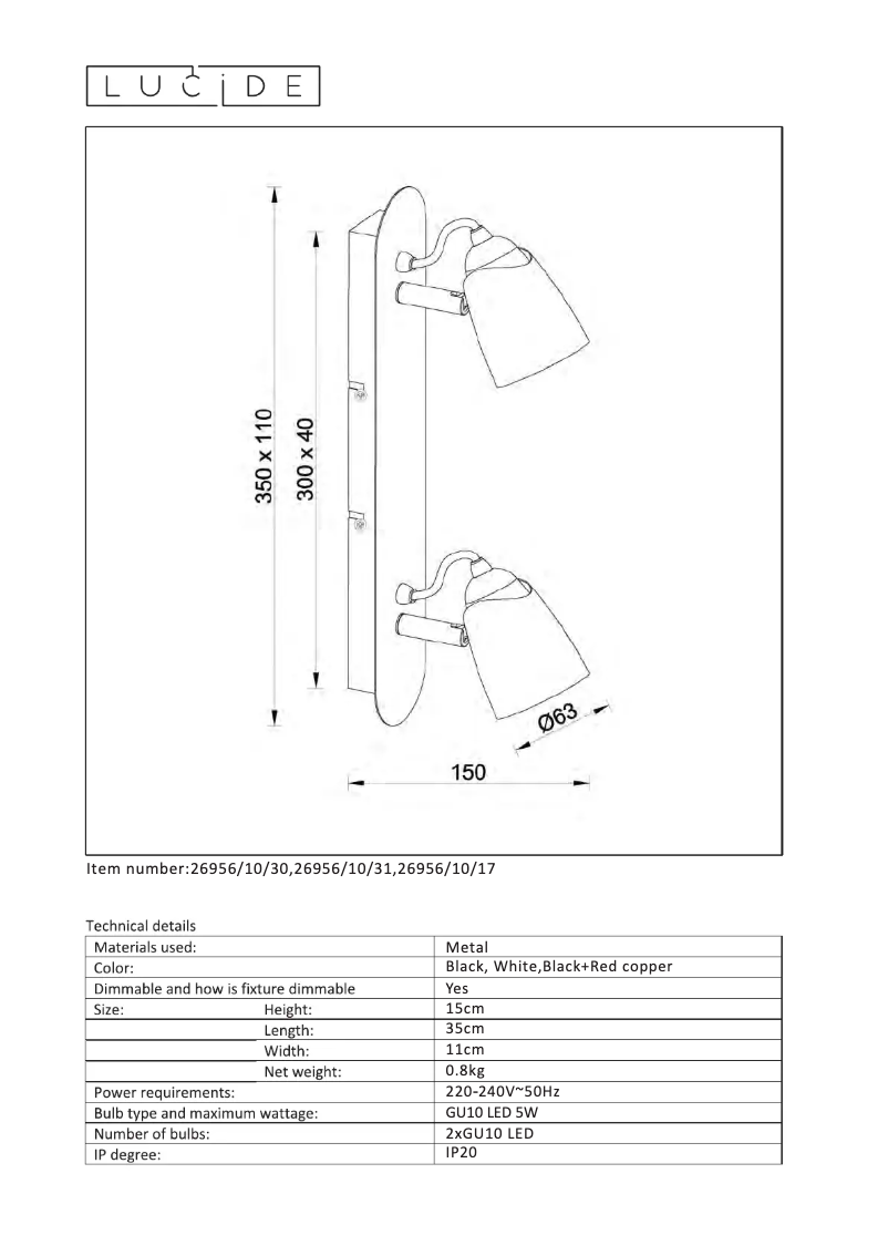 Page 1 de la notice Manuel utilisateur Lucide Ride 26956/10/30