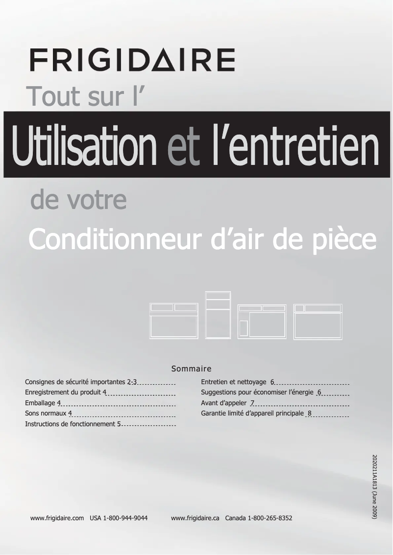 Page 1 de la notice Manuel utilisateur Frigidaire FRA053XT7