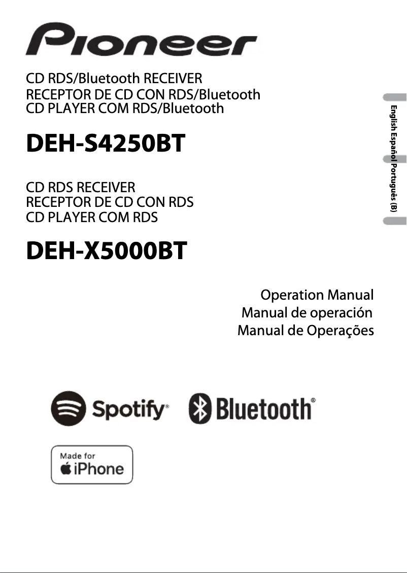 Image de la première page du manuel de l'appareil DEH-S4250BT