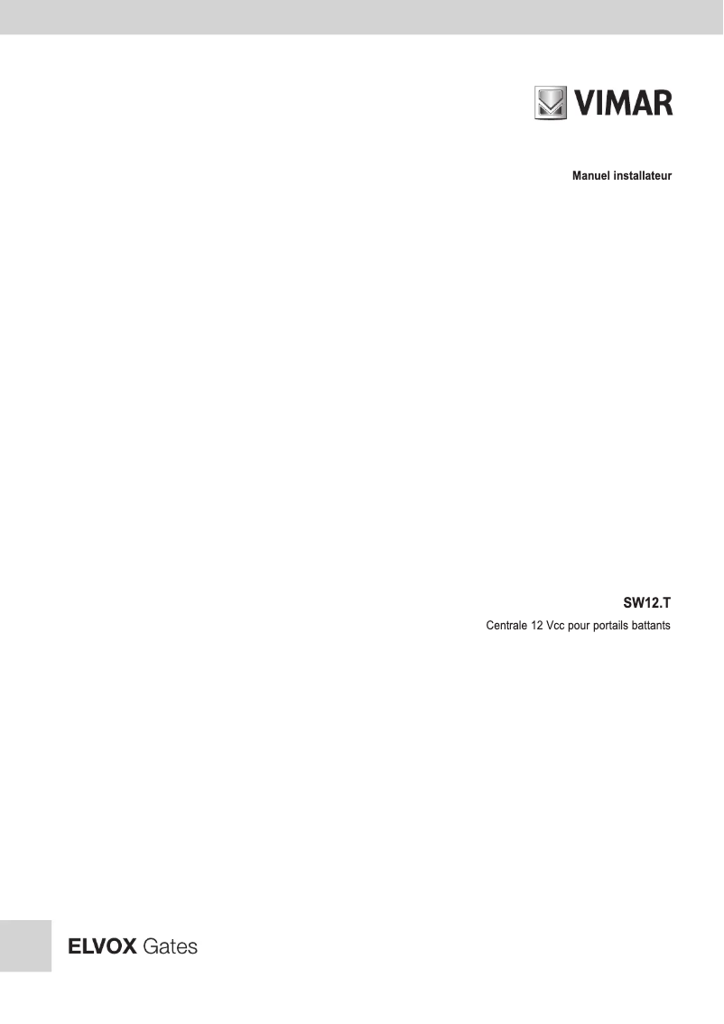 Page n°1 - Manuel utilisateur Vimar ELVOX SW12.T