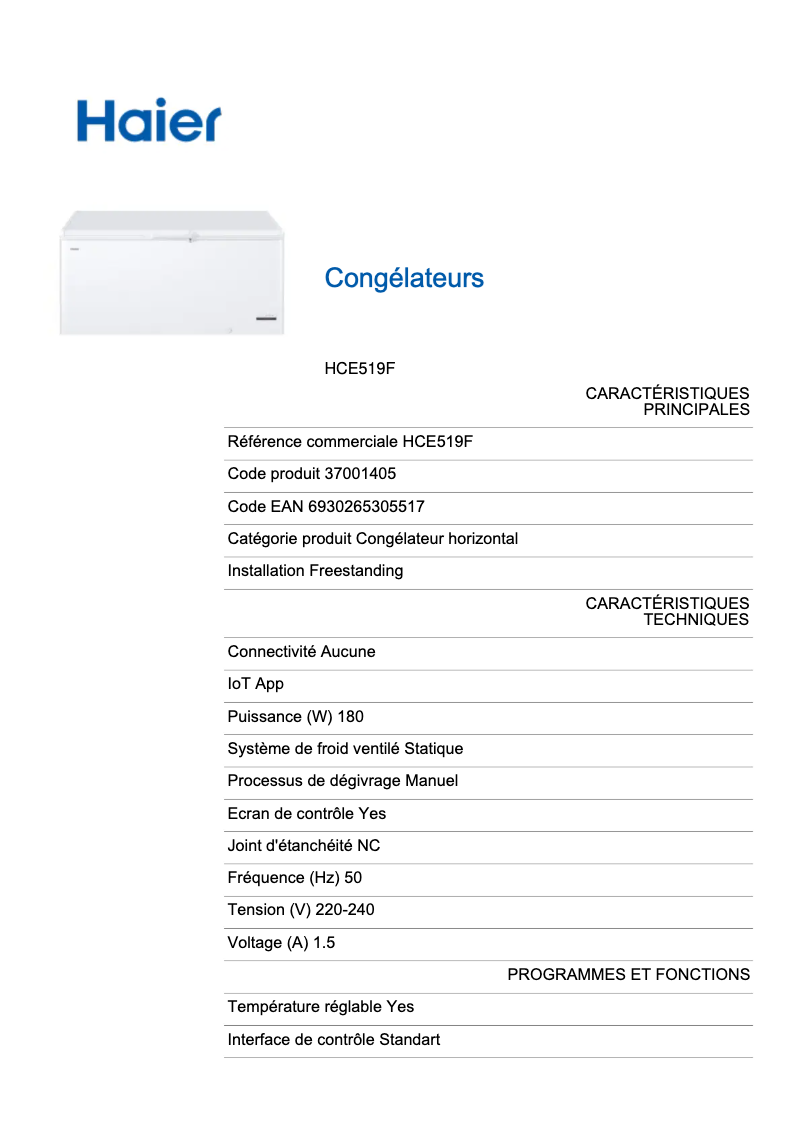 Image de la première page du manuel de l'appareil HCE519F