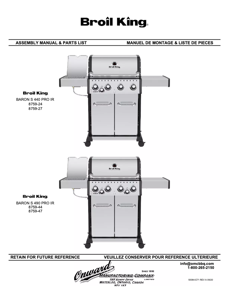 Página 1 del manual Manual de usuario Broil King Baron S 490 IR