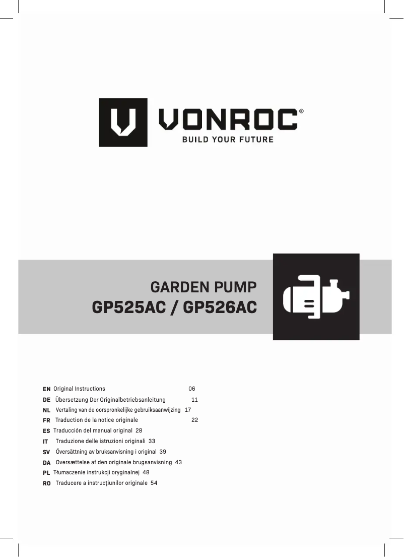 Page n°1 - Manuel utilisateur Vonroc GP526AC