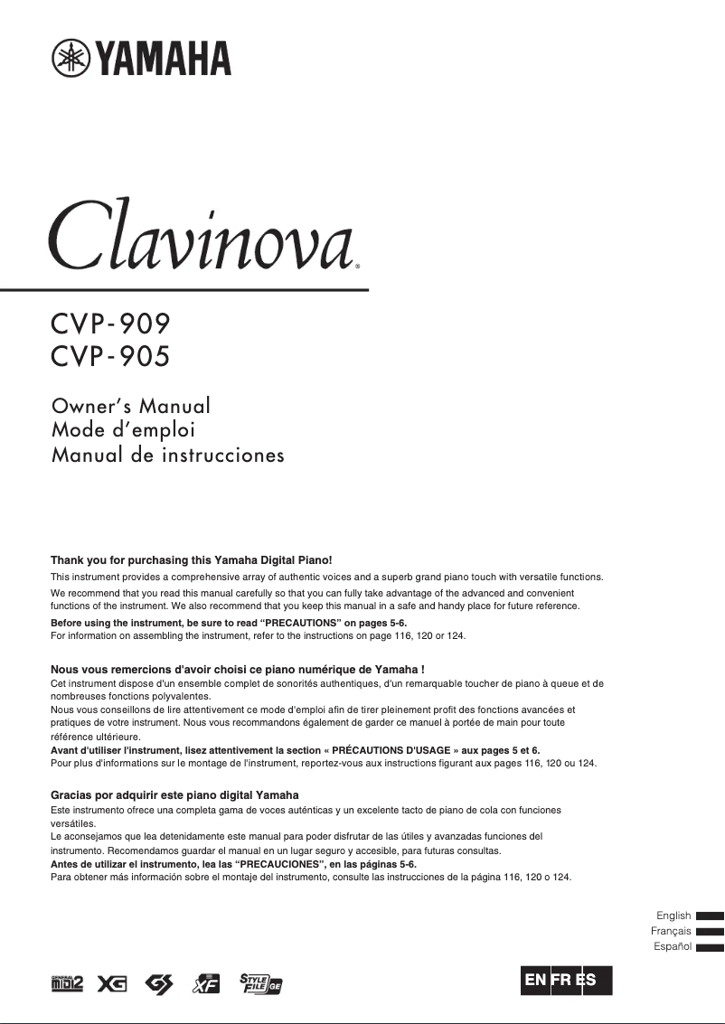 Página 1 del manual Manual de usuario Yamaha Clavinova CVP-709GP