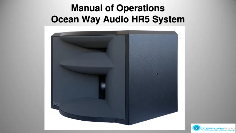 Page 1 de la notice Manuel utilisateur Ocean Way Audio HR5