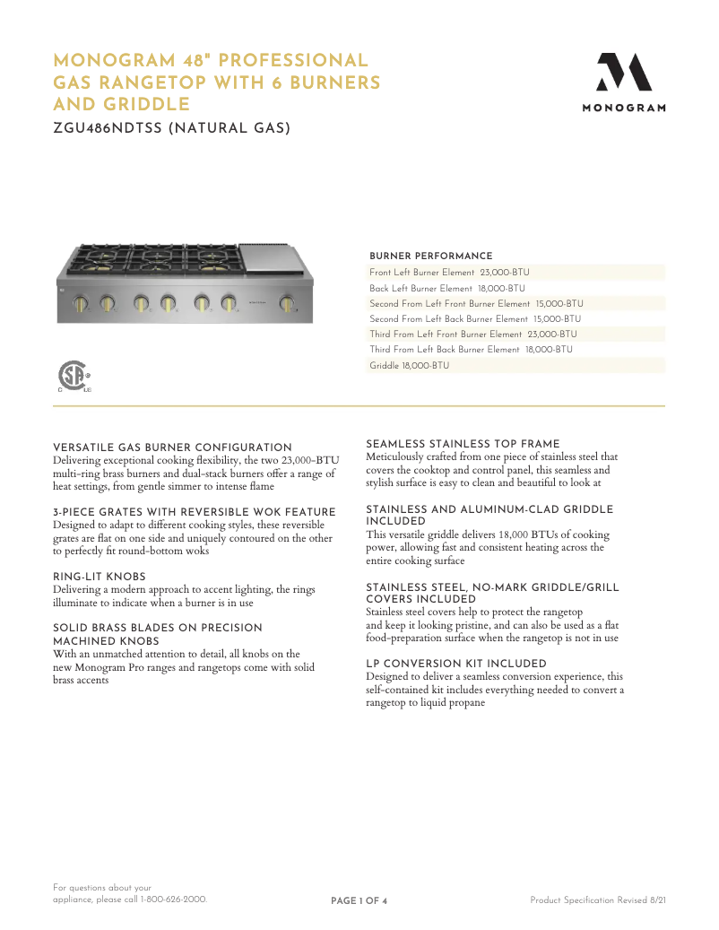 Image de la première page du manuel de l'appareil ZGU486NDTSS