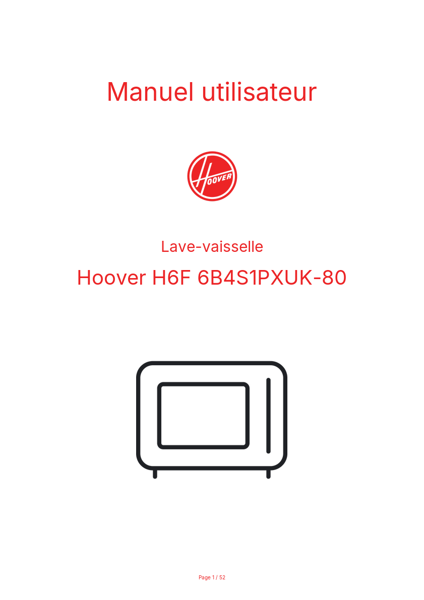Page n°1 - Manuel utilisateur Hoover H6F 6B4S1PXUK-80