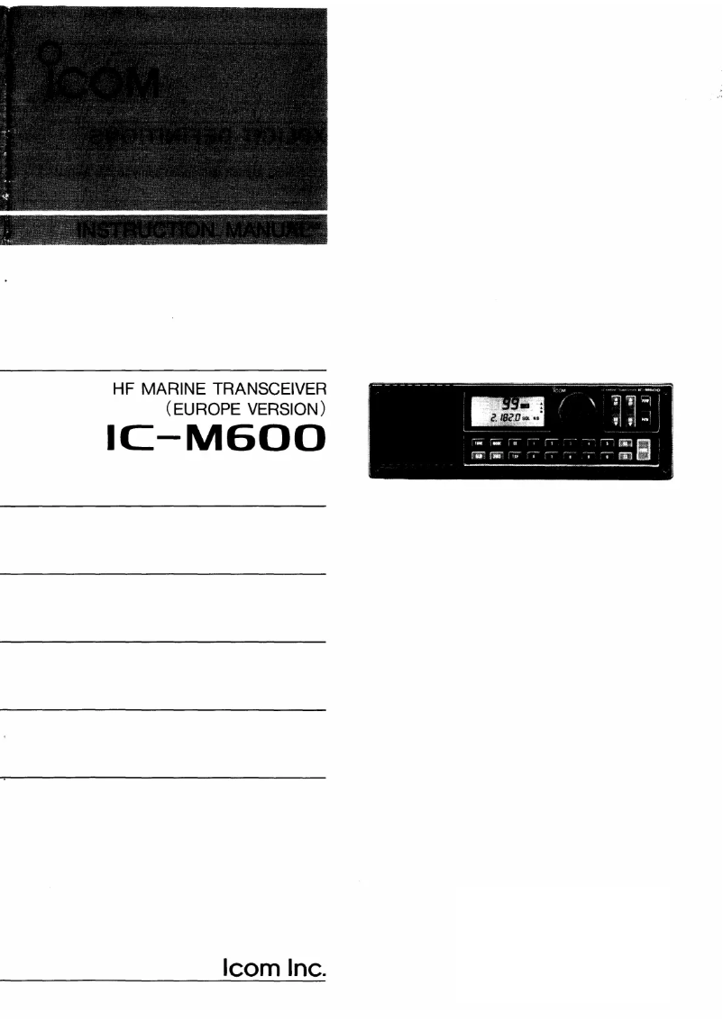 Page n°1 - Manuel utilisateur ICOM ICM600