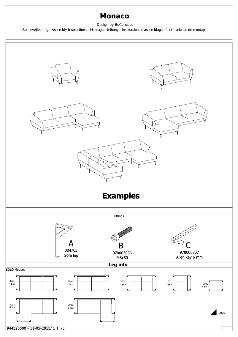 Page n°1 - Manuel utilisateur BoConcept Monaco