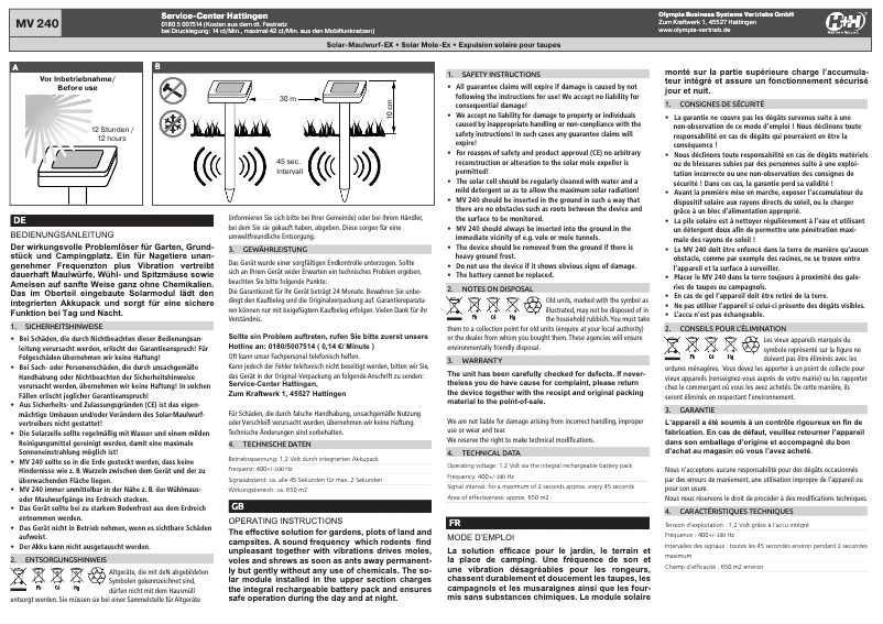 Page n°1 - Manuel utilisateur Hartig & Helling MV 240