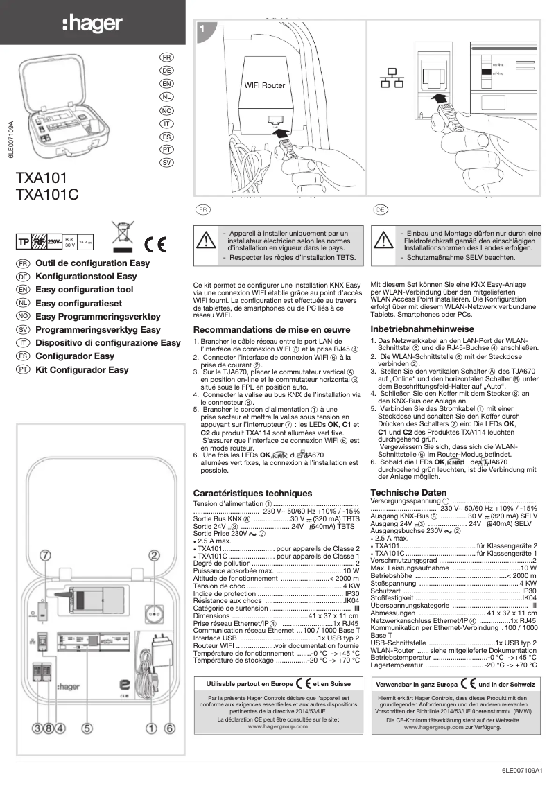 Page n°1 - Instructions / montage Hager TXA101C