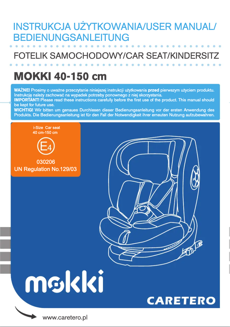 Page 1 de la notice Manuel utilisateur Caretero Mokki i-Size