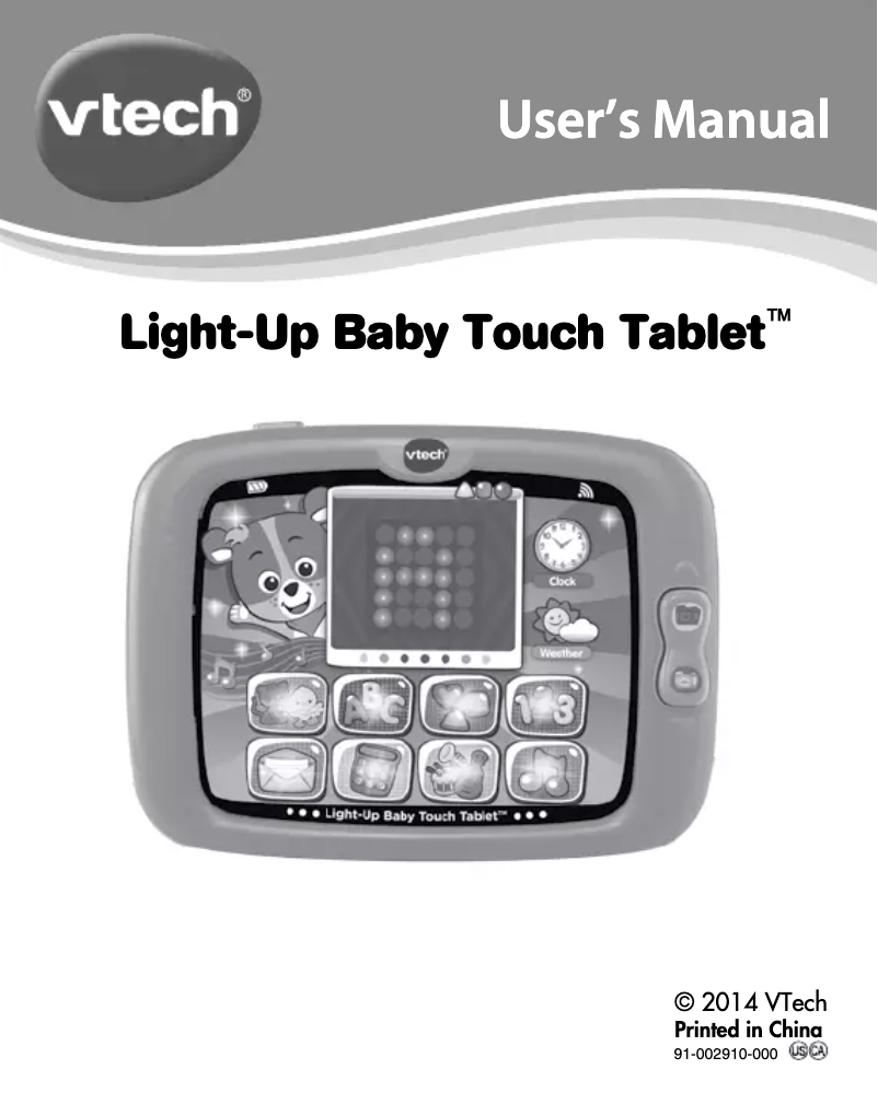 Page n°1 - Manuel utilisateur Vtech Light-Up Baby Touch Tablet