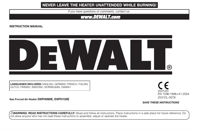 Page 1 de la notice Manuel utilisateur DeWalt DXPH125E