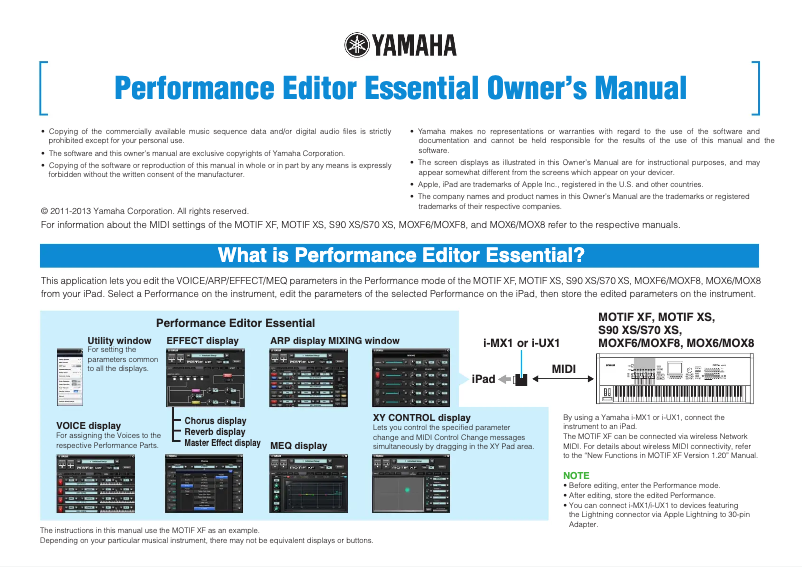 Image de la première page du manuel de l'appareil Performance Editor Essential