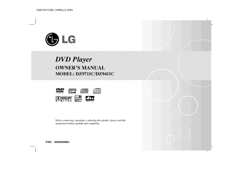 Page n°1 - Manuel utilisateur LG DZ9711CED
