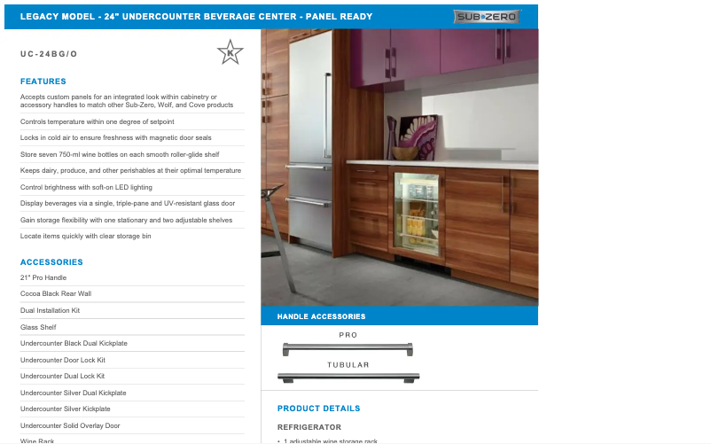 Page 1 de la notice Manuel utilisateur Sub-Zero UC-24BG/O