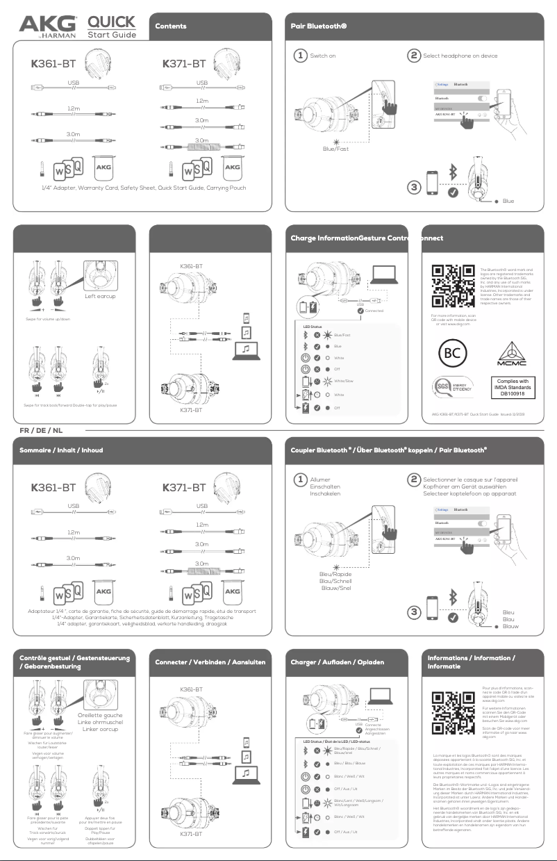 Page 1 de la notice Manuel utilisateur AKG K361-BT