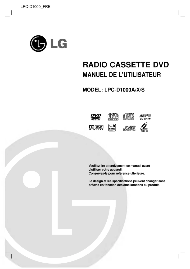 Page n°1 - Manuel utilisateur LG LPC-D1000A