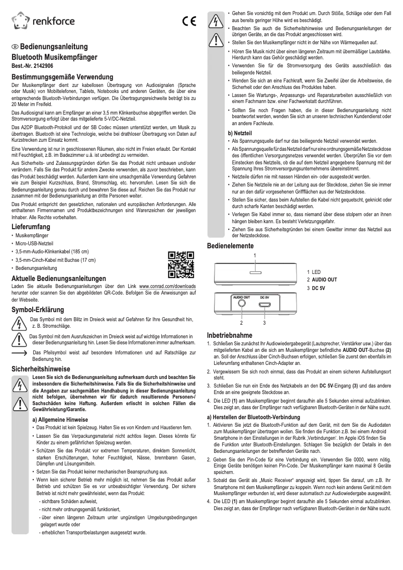 Página 1 del manual Manual de usuario Renkforce RF-4285812