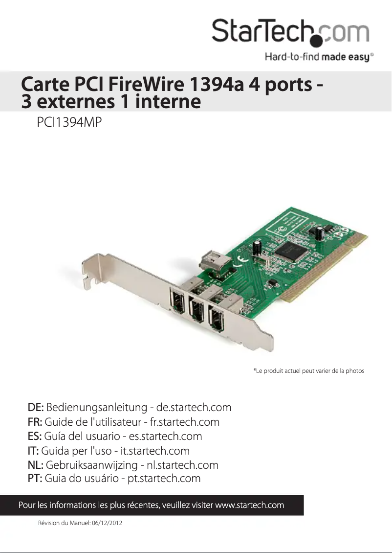 Image de la première page du manuel de l'appareil PCI1394MP