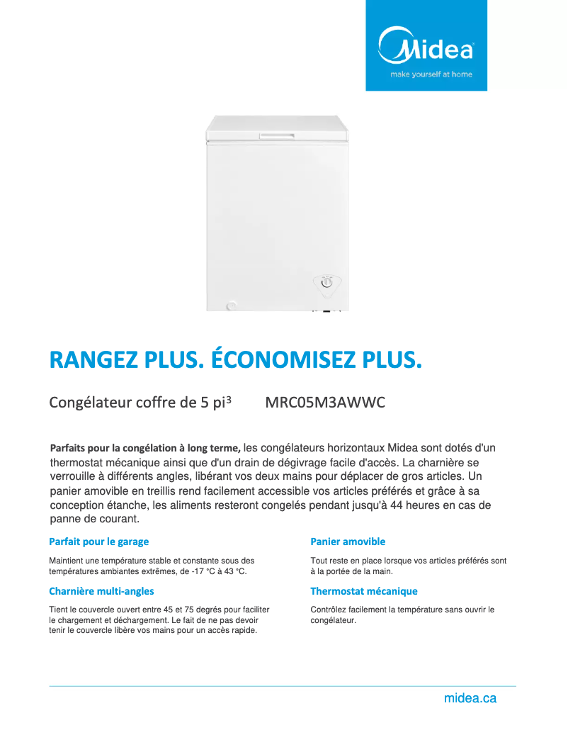 Image de la première page du manuel de l'appareil MRC05M3AWWC