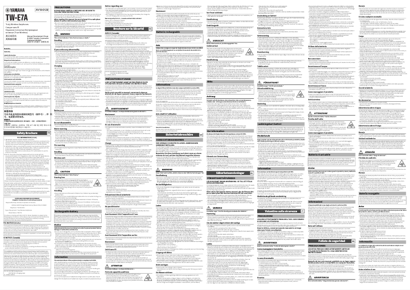 Page 1 de la notice Instructions de sécurité Yamaha TW-E7A