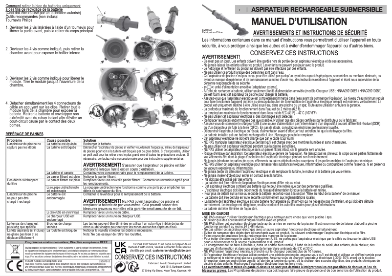 Page 1 de la notice Manuel utilisateur Kokido Boreal0 1